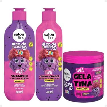 Imagem de Kit Salon Line Kids: Shampoo e Condicionador + Gelatina Modeladora Uva