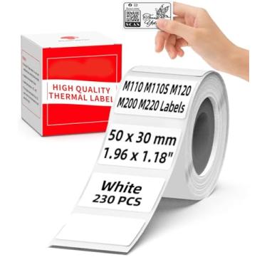 Imagem de Etiquetas térmicas M110 - 1,96 "x 1,18" (50 x 30 mm) Papel de etiqueta térmica M220 compatível com Phomemo M110 M220 M150 M250 M260 máquina de fazer etiquetas, etiqueta autoadesiva multiuso, 230