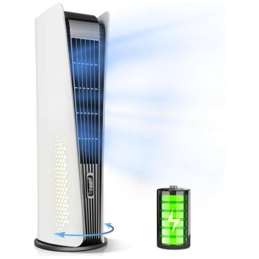 Imagem de Ventilador de Torre Portátil Recarregável com Bateria de  10000mAh e 3 Velocidades, 5V 10W, SISMEL, Branco