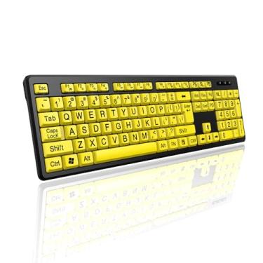 Imagem de TECLADO IDOSO DE FONTE GRANDE ALTAMENTE COMPATÍVEL PARA USUÁRIOS DE MAC AMARELO PRETO