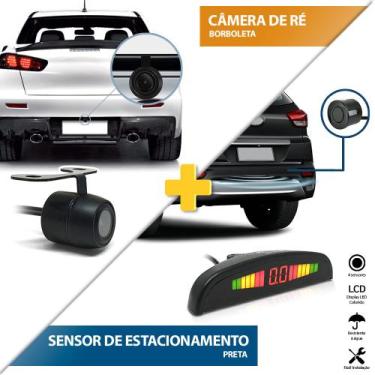 Imagem de Kit Sensor de Ré Preto Fosco Emborrachado + Câmera Traseira Suzuki Swi