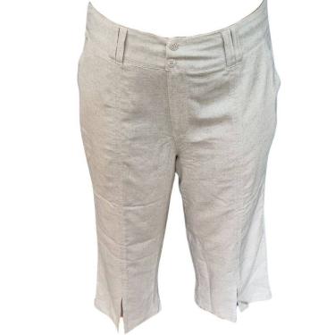 Imagem de Calça Alfaiataria Feminina Pantacourt Linho Plus Size