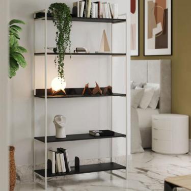 Imagem de Estante Industrial Multiuso Guaecá 180x95 Branco/ Preto  - ASTURIAS