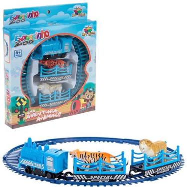 Imagem de Trenzinho Elétrico Expressinho Zoo Trem Com Trilho Vagões Animais Brin