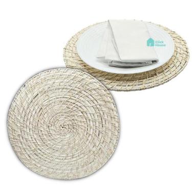 Imagem de Sousplat Redondo Jogo Americano Rattan Bambu Resistente Natural 35x35c