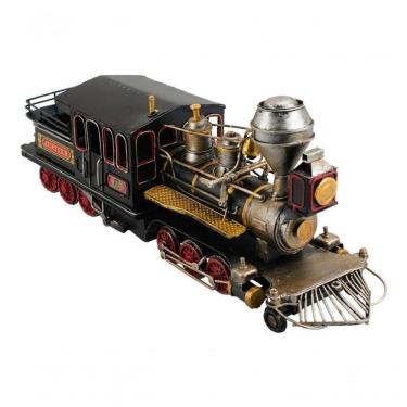 Imagem de Locomotiva Preta Trem Maria Fumaça 15x38x10cm Estilo Retrô - Vintage