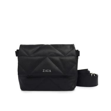 Imagem de Bolsa feminina de couro matelassê preta Elisa - Bolsa de couro transve