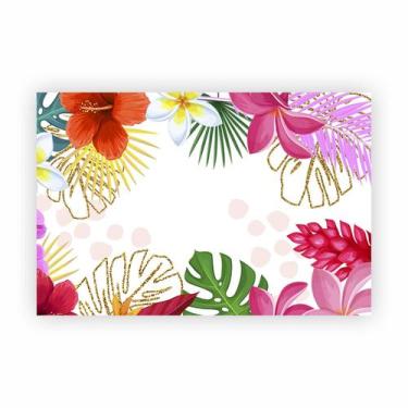Imagem de Painel de Lona Flores e folhas tropicais coloridas - 180x120cm - Fabri