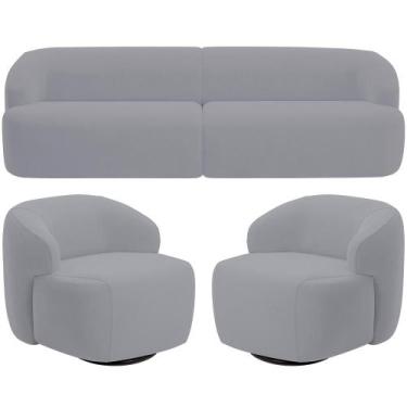 Imagem de Sofá 3 Lugares Curvo Orgânico com 02 Poltronas Para Sala Living 220cm 