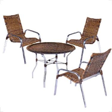 Imagem de Conjunto 3 Cadeiras e Mesa Alta Alumínio Para Área Externa Fortaleza F