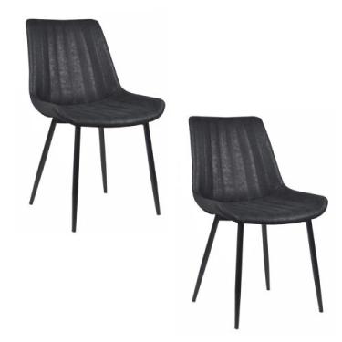 Imagem de Kit 2 Cadeiras Tainá PU Caramelo e Preto - Rivatti, Preto