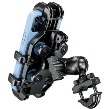 Imagem de BRCOVAN Suporte de celular para motocicleta com amortecedor de vibração, suporte de celular antivibração para guidão para bicicleta, scooter, quadriciclo, ajuste ajustável para smartphone de 5,4 a 6,9