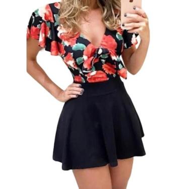 Imagem de Saia Curta Mini  Gode Rodada Redonda - vivi rangel, Preto, P