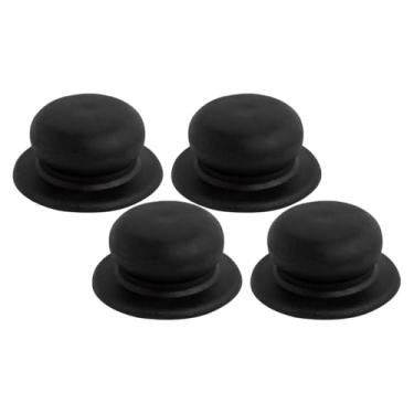 Imagem de 4 Pomel puxador de baquelite pretos premium pegador tampa de vidro para panelas e frigideiras