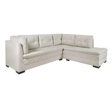 Imagem de Sofá de Canto 6 Lugares Canadá Suede Aveludado Gelo - Império Estofado