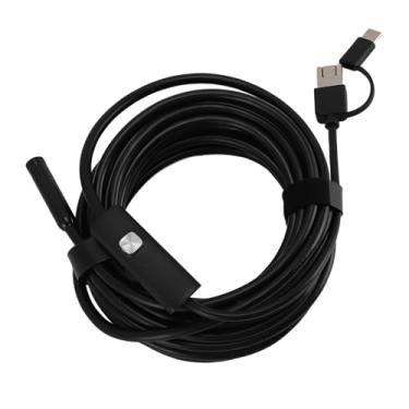 Imagem de Câmera de Esgoto HD 1200P Com Luz LED Ajustável, Câmera de Inspeção de Boroscópio USB à Prova D'água IP68 de 8 Mm, Câmera Endoscópica Com Interface Tipo C, Cabo de 5 M