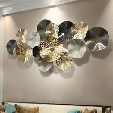 Imagem de Grande retro minimalista decoração de parede arte de metal redonda para sala de estar sala de jantar quarto, esculturas de parede 3D decoração de casa ornamento de decorações suspensas, pres