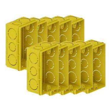Imagem de Kit 10 Caixinha 4x2 Amarela De Luz Para Tomada E Interruptor Tigre