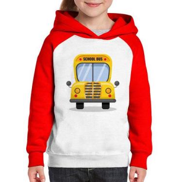 Imagem de Moletom Infantil Ônibus Escolar - Foca na Moda, Branco, Vermelho, 14