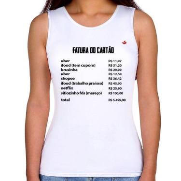 Imagem de Regata Feminina Fatura do Cartão - Foca na Moda, Branco, P