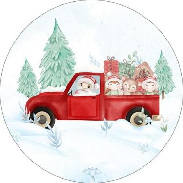 Imagem de Painel De Festa Redondo 1,50x1,50 - Natal Carro de Presentes 046 - Via