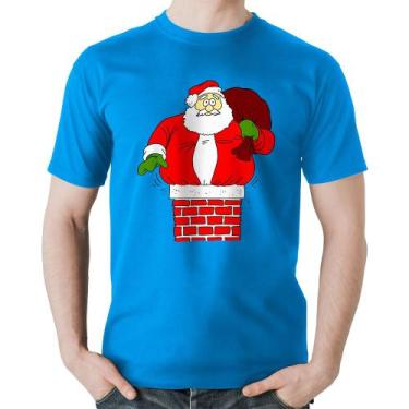 Imagem de Camiseta Algodão Papai Noel Chaminé - Foca na Moda, Azul, GGG