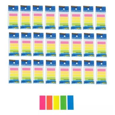Imagem de Kit 24 Bloco Adesivo Marcador De Páginas Neon 5 Cores Reto - MASTERPRI