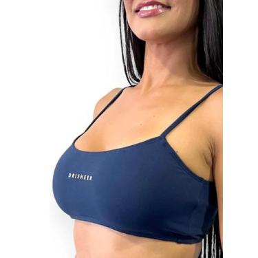 Imagem de Top Fitness Feminino Sem Bojo Alça Fina Academia Drisheer, Azul marinh