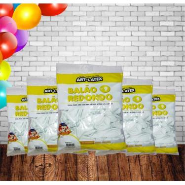 Imagem de Kit 5 Un Balão de Látex Branco - 9 Polegadas - 50 Unidades - Arte-Late