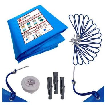 Imagem de Lona Capa Para Piscina 6,5x3,5 400 Micras C/kit Instalação - Imperial 