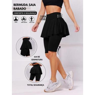Imagem de Bermuda Saia Babado Cintura Alta Tapa Bum Bum Suplex Feminina - WOLFOX