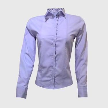 Imagem de Camisa Social Feminina Manga Longa Lilás - Lojas Vicenttino, XG
