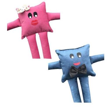 Imagem de Kit 2 Bonequinhos Suede Azul/Rosa - Dominic Decor