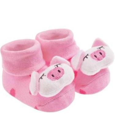 Imagem de Kit 4 Meia Bebe 0-12 Meses Bichinho Chocalho É Menina! - nicecotton by