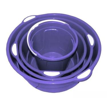 Imagem de Kit 3 Bacias 35, 25, 15L + Balde 10 Litros -  Azul - Acquamar Utilidad