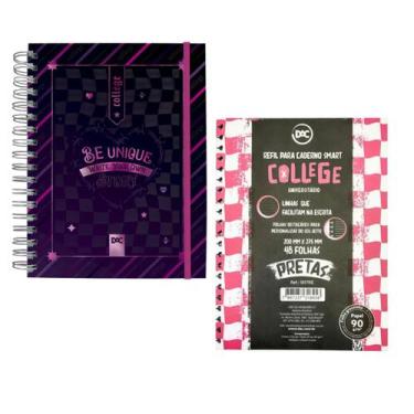 Imagem de Kit Caderno Smart Universitário Colegial Com Refil De 48 Folhas Pretas