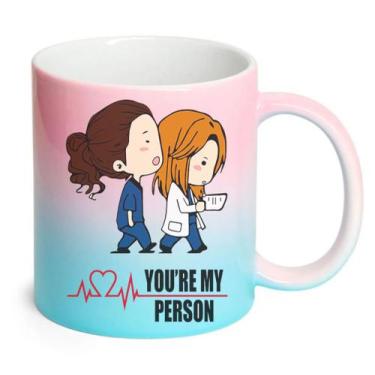 Imagem de Caneca de Porcelana Azul e Rosa - Youre My Person Greys Anatomy - LIVE