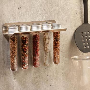 Imagem de Suporte Porta Temperos Inox com 5 Tubetes de Parede - Maxx Diamond
