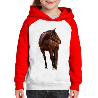 Imagem de Moletom Infantil Cavalo Andaluz - Foca na Moda, Branco, Vermelho, 10
