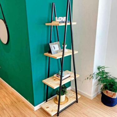 Imagem de Estante Style A de Ferro e Madeira Industrial Natural e Preto - ArtFac