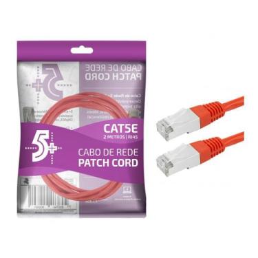 Imagem de Cabo de rede patch cord cat5e ftp blindado 2m - vermelho - CHIPSCE
