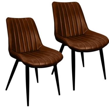 Imagem de Kit 2 Cadeiras Chicago Poltrona Estofada Tainá Pu Vintage Retro Pés Pr