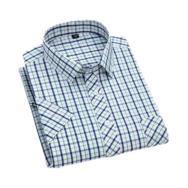 Imagem de Camisa Xadrez Masculina Plus Size 6XL - Manga Curta 100% Algodão - Pri