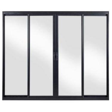 Imagem de Janela 4 Folhas Sem Grade Linha 18 - Prover Esquadrias, 120x200, Preto