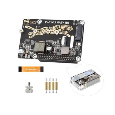Imagem de Pi 5 PCIe para M.2 HAT com placa adaptadora de função PoE compatível com Raspberry Pi 5, combinação de PoE e PCIE para M.2 para Pi5, suporta NVMe 2230/2242 / 2260/2280 tamanho M.2 unidade de estado