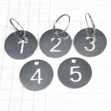 Imagem de Etiquetas com número de aço inoxidável vazado StayMax com anéis, 1-100