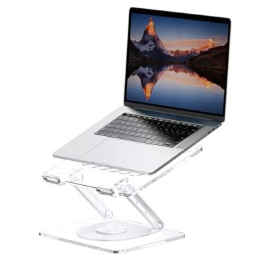 Imagem de MCHOSE Suporte de acrílico para laptop para mesa com base rotativa 360 graus ergonômica, dobrável, transparente, compatível com MacBook Pro/Air Notebook de até 40 cm, acrílico ultra espesso
