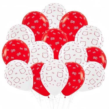Imagem de Cat Kitty Balloons/Bow Balloons for Girls Kitty Theme Party/Baby Shower Girl Gender Reveal Supplies/Cute Anime Decoration/Hello Cat Kawaii Birthday(20 PCS Red)