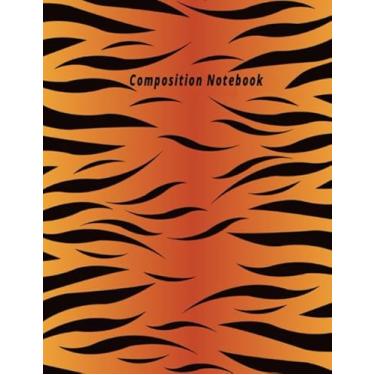 Imagem de Composition Notebook: Wide 120 green lined paper notebook journal: pretty tiger texture college writing notes.