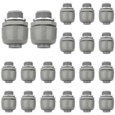 Imagem de HDHAODA Conectores de conduíte, conector apertado líquido de 3/4 polegadas NPT não metálico para conexões de conduíte flexíveis elétricas de PVC, reto de 180 graus, listado pela UL para ferramentas de